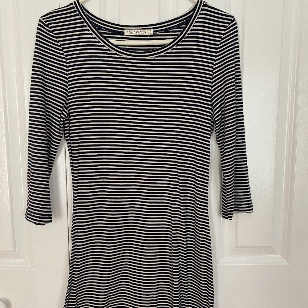 Navy & White Striped Dress